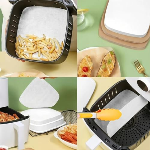 Air Fryer Liners for Ninja Dual, AirFryer Liners Disposable Reusable Ninja Air Fryer Accessories Parchment Paper Liner for Ninja Salter, Tower and Dual Zone Air Fryer (Disposable 40 Pcs 20cm)