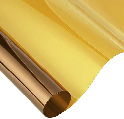 Blueshyhall Fensterfolie, 50 x 300 cm Tönungsfolie Fenster Gelb Transparent, Fensterfolie Isolierend Gegen Kälte UV Hitzeschutz Selbsthaftend, Fensterfolie Sonnenschutz für Fenster, Haus, Büro