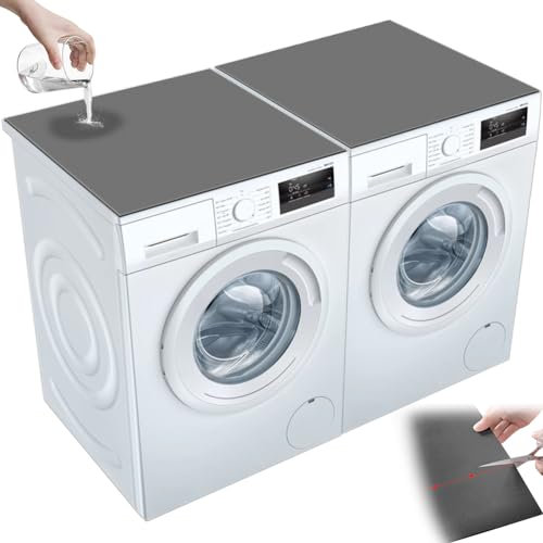 Lot de 2 tapis de machine à laver, 60 x 60 cm, antidérapants, pour machine à laver et sèche-linge, tapis de protection en Diatomaceous pour machine à laver ou sèche-linge (gris)