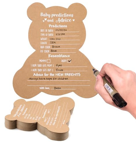 Fonder Mols Baby-Vorhersagekarten für Wald-Babyparty-Spiele, Ratschläge für werdende Mutter, Bär, Dschungel, Safari, Babyparty-Dekorationen (50 Stück)