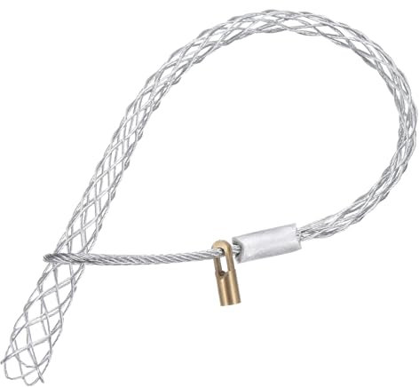sourcing map Cable Pulling Grip for 9-12mm Cable,with 4.2mm Nut 33cm Wire Mesh Puller Socks Grip Single Head Galvanizing Steel Wire Grips Net Cover Smooth,1 Pcs(Silver)