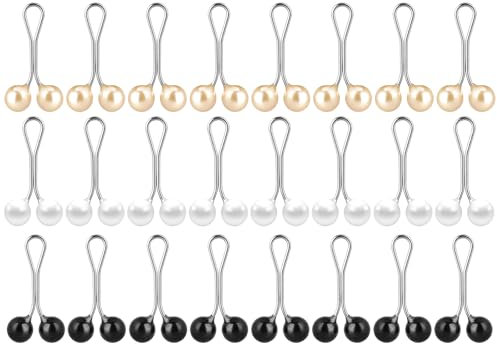 24 Stück Hijab Nadeln, Perlen-Sicherheitsnadeln für Damen Schal-Nadeln Clips Hijab-Schal-Clips Kopftuch-Perlennadeln Dekorationsclip-Sicherheitsnadeln für Damen-Schmuckzubehör (Schwarz, Weiß, Gold)