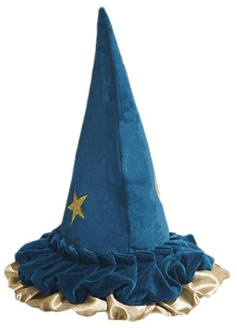 Halloween Hexenhut, Frauen Erwachsene Zauberer Männer Kostüm Cosplay Party Hut Blau Stern Mond Muster Halloween Kostüm Hexe Zubehör Erwachsene Zauberer Cosplay Party Hut Für Halloween Yard