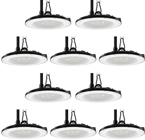 LUXULA 10er Pack LED Hallenstrahler UFO High-Bay 150W 15000lm, 5000K | 120 lm/W, 5000K Neutralweiß, IP65 IK08, EPISTAR LEDs, Industriebeleuchtung für Werkstatt und Lager, UFO High Bay