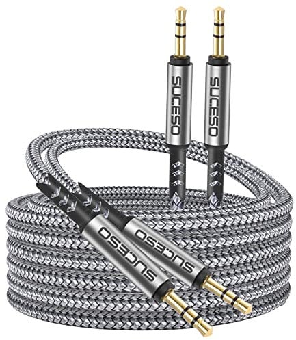 SUCESO 3.5mm Aux Kabel [2 Stück 2M] 3,5mm Audio Kabel Klinke auf Klinke Stereo Nylon Klinkenkabel Kompatibel mit iPhone iPod iPad Echo dot Handy PC Lautsprecher Heim/KFZ Stereoanlagen MP3 Player usw