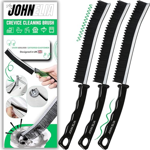 JOHN ELIA Crevice Cleaning Brush UK 3 Pcs Multifunctional Bathroom Cleaning Brushes For Small Spaces With Long Magic Brush Cleaner Grout Cleaner Brush - Groove Gaps Cleaning Brush (Extreme Wavy)