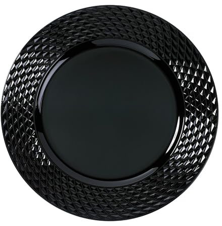 Inge-glas Dekoteller 33cm Kunststoff Rauten - festliche Platzteller für verschiedene Anlässe - Tischdeko Unterteller für Hochzeit Jubiläum Weihnachten - Weihnachtsteller Weihnachtsdeko - Schwarz