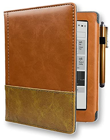Spot est adapté pour Kobo ebook étui en cuir Kobo Aura 6 (modèle : N514) étui de protection à rabat (marron)