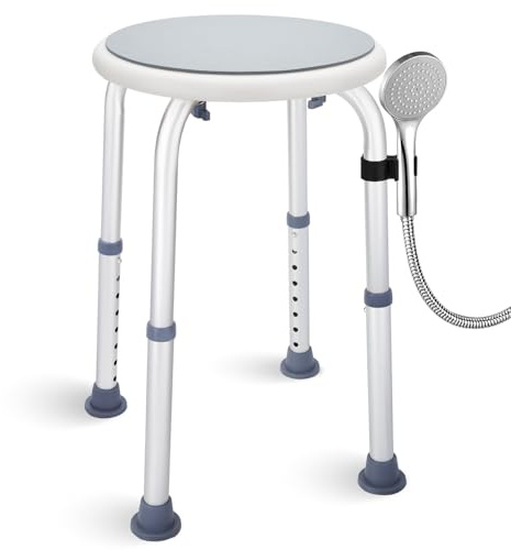 Foldable Adjustable Swivel Bath Seat Bathroom Bathtub Shower Chair Stool for Elderly and Disabled, Seniors Tub Transfer Bench for Inside Shower (Grey, Basic Version)
