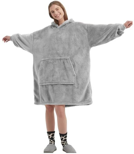 FELOVE Hoodie Decke Ärmeln Kuschelpullover Mit einer großen Tasche,Tragbare Decke Ultra Soft Bequemer Kuschel Erwachsene Hoodie,Warm Kuscheldecke weich als Geschenke für Frauen Freundin Mütter