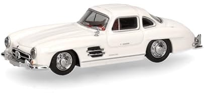 Herpa Modellauto Mercedes-Benz 300 SL Flügeltürer, weiß, Miniatur im Maßstab 1:87, Sammlerstück, Made in Germany, Modell aus Kunststoff