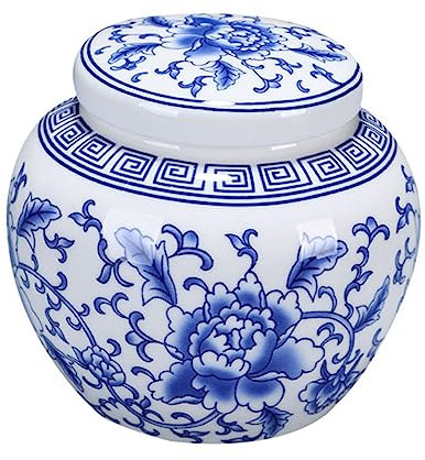 VINTORKY Keramik Tee Aufbewahrungsdose Blaue Weiß Porzellan Teedose Mit Luftdichtem Deckel Vielseitiges Vorratsglas Für Nüsse Losen Tee Küchen Wohnraumdekoration Elegantes Design Für Büro u