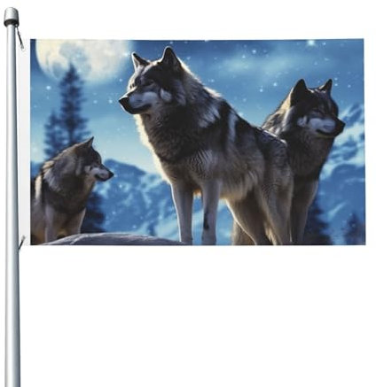Garten Flaggen Wölfe Gartens Banner Dekoration Balkonflagge Uv-Beständig Fahne Für Drinnen Party Outdoor 90X152CM