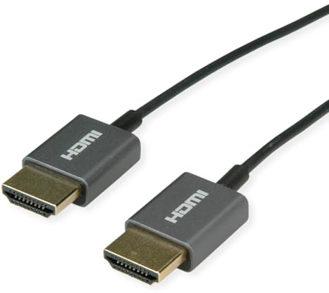 ROLINE 8K HDMI Ultra HD Kabel mit Ethernet, ST/ST, Ultra-Slim, koaxial, schwarz, 1,5 m