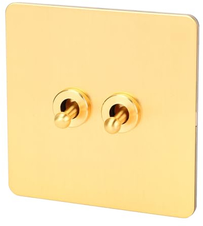 Fafeicy Kippschalter Imitation Gold Edelstahl Panel Dual Control Wand Kippschalter AC250V