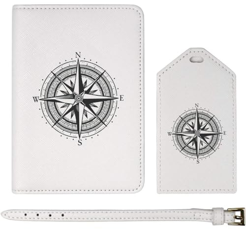 Azeeda 'Nautical Compass Rose' Passport Cover & Luggage Tag Travel Set (PA00037311)