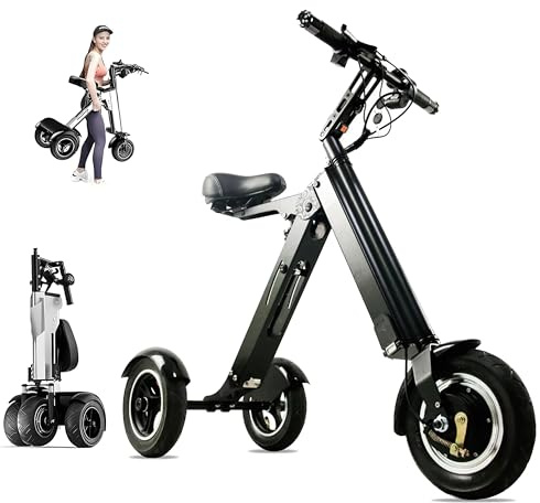 Patinete De 3 Ruedas para Adultos, Autonomía De 40-48 Km, Motor De 250 W, con Batería De 36 V Y 8 Ah E Inicio con un Solo Clic, Triciclo Eléctrico Black