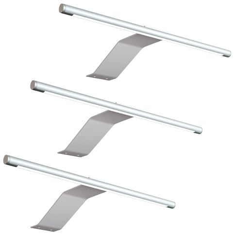 kalb | LED Aufbauleuchte, 340x170x40 mm, Schrankleuchte mit LED Modul, 12VDC, 4 W, 230 lm pro Leuchte, mit Schalter und Netzteil, silbergrau, für Schränke (Silbergrau, 3er Set, Warmweiß)