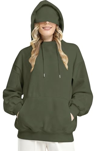 Eocicvvi Unisex Oversize Hoodie mit Schlafmaske Fleece Pullover Winter | Damen Herren Kapuzenpullover mit Tasche Casual Langarm Hoody mit Kapuze Travel Freizeit Sweatshirt Outwear Pulli Herbst