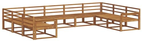 vidaXL Outdoor-Sofagarnitur 9 pcs Natur Massivholz Akazie, Outdoor modernes Sofa Set, robuste Patiosammlung, vielseitige Gartenmöbel, Sectional Lounger für Entspannung im Hinterhof