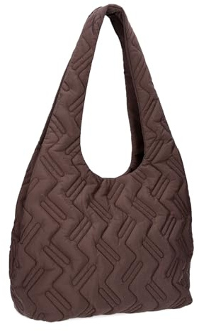 Zwei Damen Shopper CLEO CL100 Handtasche 9 Liter, leichte Nylon Tote Bag im Casual Stil, gepolsterte Puffer Tasche mit Reißverschluss und Innenfächern, aus recyceltem Nylon gefertigt