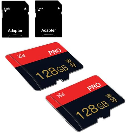 128GB Micro SD Karte Klasse 10 mit Adapter, 2er-Pack | Hohe Geschwindigkeit, Für Smartphones/Kamera/Tablet