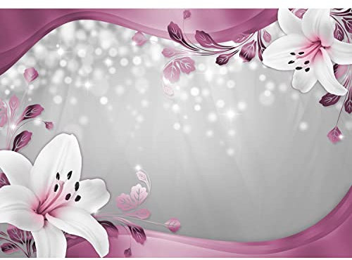 Runa Art Papier peint intissé lys fleurs 352 x 250 cm Toison Mur XXL Tableaux Muraux Tapisserie Photo Décoration Murale Salon Chambre gris rose 9340011b