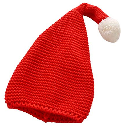 STOBOK Weihnachten Strickmütze Babymütze Baby Mädchen Mütze Weihnachtsmütze Weihnachtshüte Wintermütze mit Bommel für Mädchen Jungen Kinder (rot)