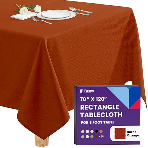Gee Di Moda Rectangle Tablecloth - 70 x 120 Inch Burnt Orange Table Cloth for 6 or 8 Foot Rectangle Table - Heavy Duty Washable Fabric - for Buffet, Holiday, Dinner, Wedding & Baby Shower
