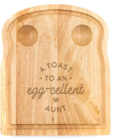 Breakfast Egg Board - A Toast to an Egg-cellent Birthday Gifts, Mum, Dad from Son Kids Daughter Baby - Unique Mothers Day Fathers Day Idea - Funny Engraved Pun Design Natural Wood (Aunt)