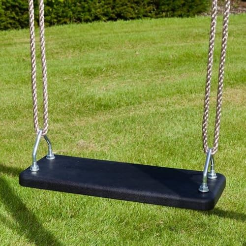 Rebo® Heavy Duty Solid Rubber Replacement Swing Seat | Outdoor Toys | Weather Resistant, Adjustable Ropes, Hard Rubber Construction, 10.5mm PE Ropes