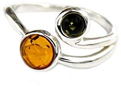 MyBer® Bernstein Ring Bernsteinring Schmuck Damen 2 Bernsteine Sterling Silber 925