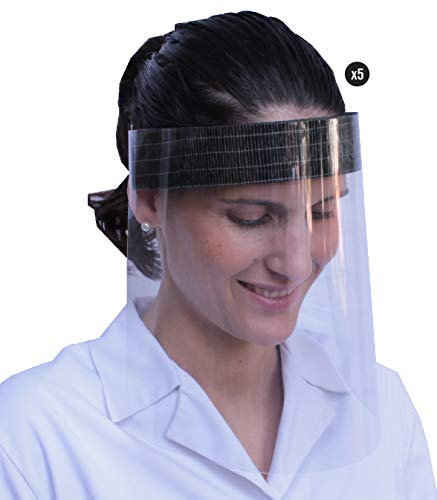 KMINA Pantallas Protectoras Faciales (x5 uds), Visera Protección con Agarre de Velcro