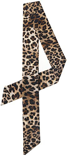 sourcing map Damen Skinny Scarf Dünne Lange Hals Schal Mode Leopard Stirnband Halstuch Kaffee 88 x 5cm