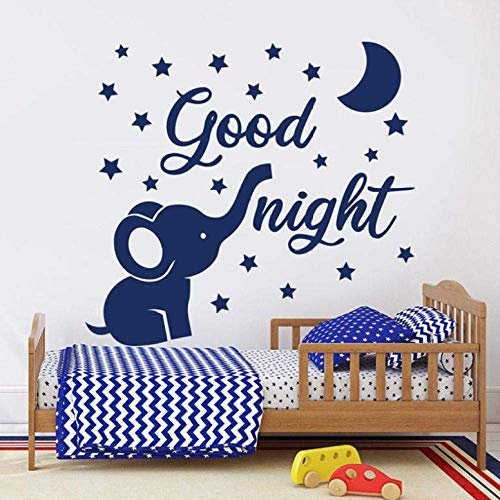Wandaufkleber Wandtattoos Tapete Elefant Aufkleber Mond Und Stern Gute Nacht Babyzimmer Dekor Kinderzimmer Kinderzimmer Dekoration Tapete 57X62Cm