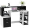 HOMCOM Computer Desk with Drawers and Storage Shelves, Office Desk Writing Table with Printer Stand, Large Workstation for Study Play Work Home Office, 137 x 55 x 92cm, Black and White