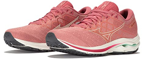 Mizuno Wave Inspire 18 (W) Damen-Laufschuhe, Rosette/SnowW/GarnetR, 38,5 EU