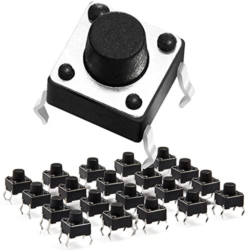 Chanzon Tactile Tact Push Button Switch 6x6x6mm Micro Momentary Tact Switch 4 pin 20Pcs SPST Dip Touch Pushbutton Switches for Breadboard Arduino PCB Electronic Circuit Board