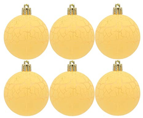 Christmas Balls, Shatterproof Christmas Tree Balls Christmas Baubles 6Pcs 2.36 Mini Crackle Balls For Home Party Decoration Holiday Wedding Tree Decoration Yellow One Size