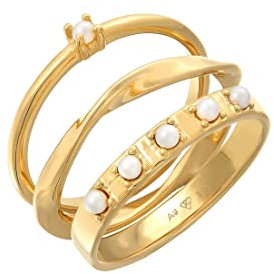 Elli Ring Damen Stapel 3er Set Klassisch Glasperlen in 925 Sterling Silber