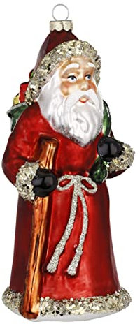 Inge-glas Christbaumschmuck Glas 14cm Weihnachtsmann mit Geschenksack Weihnachtskugeln Santa Claus rot