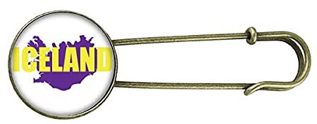 Polarlicht Karte Island EU Retro Metall Brosche Pin Clip S, M