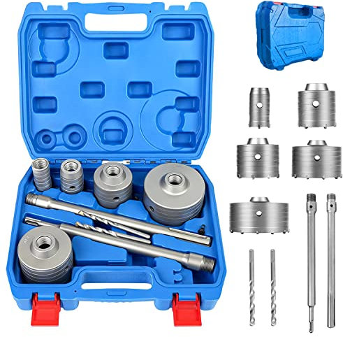 DEHUIWI Lot de 9 scies cloches à béton SDS Plus Max de 10,2 cm pour mur de briques de ciment, kit de scie cloche en carbure 30, 40, 65, 80, 100 mm, foret diamant pour brique, ciment, pierre