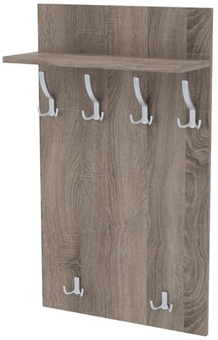 AKKE Garderobenpaneel Wandgarderobe Mit Ablage Wandpaneel Garderobe PVC Maxi Trüffel 120cm x 60 cm