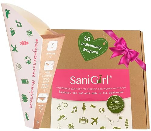 SaniGirl Urinella | Weibliches Uriniergerät Einweg | Feminine Hygieneprodukte zum frauen im Stehen Pinkelhilfe | Pipi Trichter | WC Porta Potti Draußen Reise-Urinal Frauen (50 Stück einzeln verpackt)