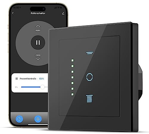 CURRYSMARTER - Interruptor de persiana wifi, 6.ª generación, con led controlable, temporizador inteligente, requiere conductor neutro, control de persianas compatible con Echo Alexa/Google