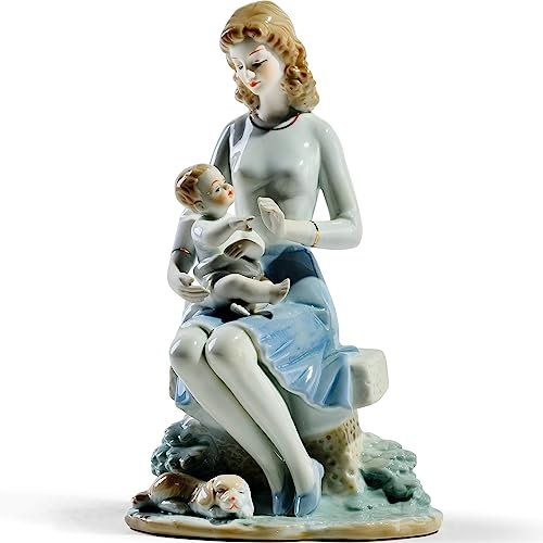 Porzellanfigur, Mutter und Baby, Statue und Skulptur, Heimdekoration, Geschenk für Mutter und Tochter.