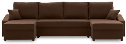 Sofini Ecksofa Sparta Plus mit Schlaffunktion! Best Ecksofa! Eckcouch mit Bettkästen! Wohnzimmer möbel, polstermöbel. Schlafcouch mit Kissen, bequem mit stauraum. (MIKRO 20)