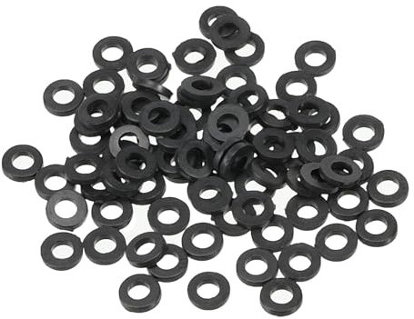 PATIKIL M2,5 Nylon Rondella Piatta, 150pz 2,5mm ID 5mm OD 1mm Spessore Guarnizione Distanziatore Guarnizione cerchio per Rubinetto Tubo Acqua Tubo Dispositivo Fissaggio Bullone, Nero