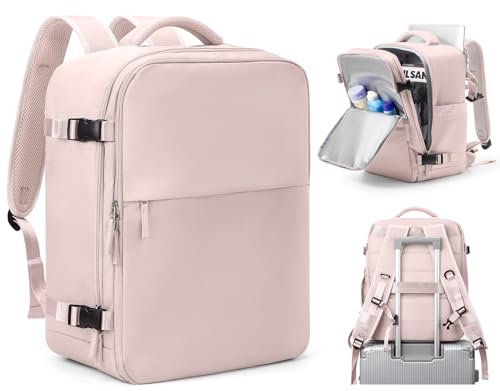 SZLX Zaino Ryanair Bagaglio a Mano Easyjet 45x36x20 Donna Zaino da Viaggio Aereo Borse da Cabina Impermeabile Uomo Adatto a PC da 14 pollici Travel Backpack per Sportivo Trekking,Viola Rosa